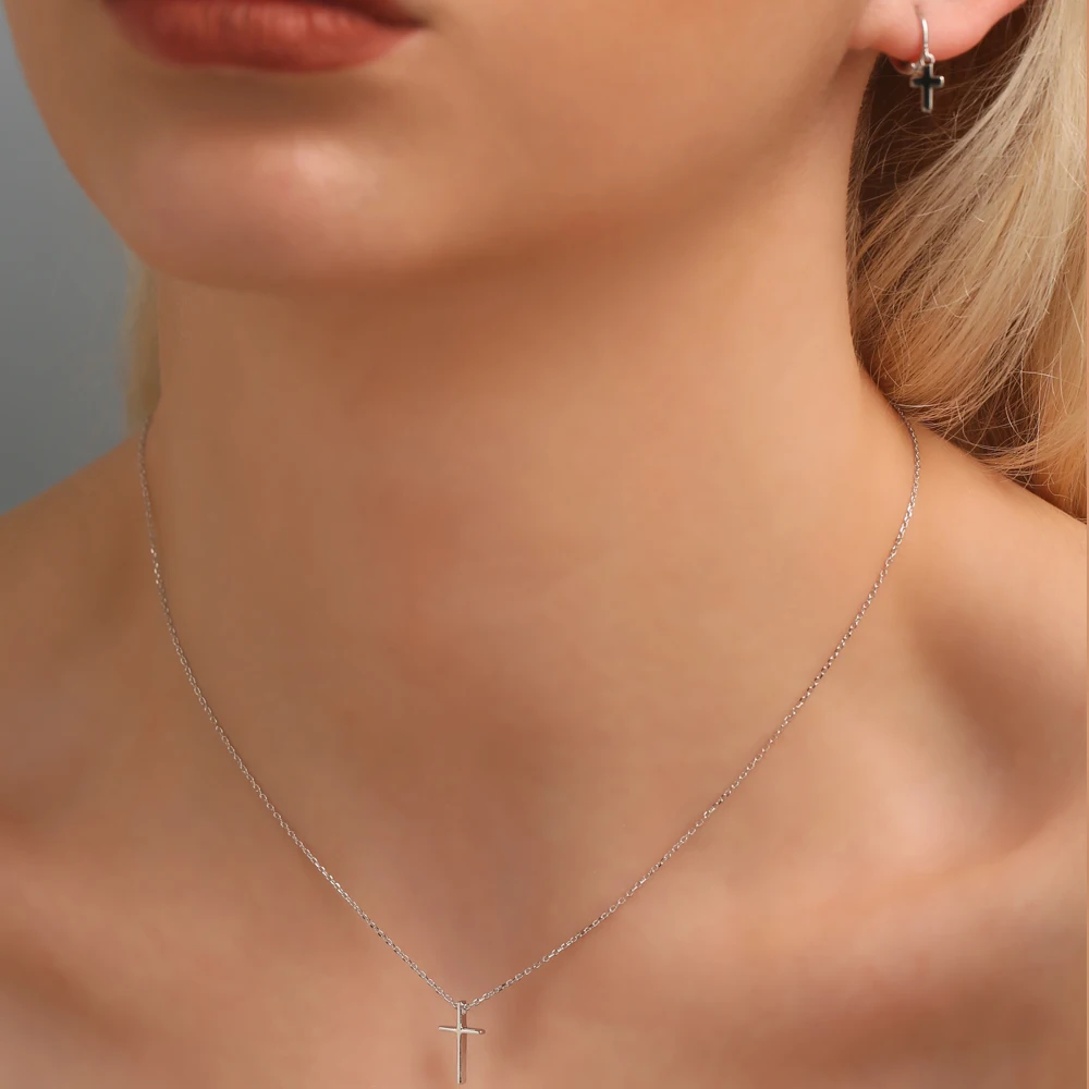 SUPERWEAR Малый крест ожерелье 925 пробы Серебряный корейский слоистый кулон s для