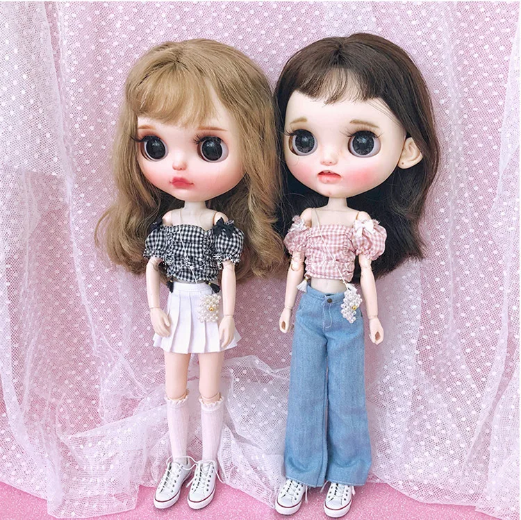 Новые кукла 1/6 брюки blyth клетчатая рубашка ob24 сумка кукольный наряд(Fit blyth, ob24, pullip, azone, licca, ICY, кукла 1/6