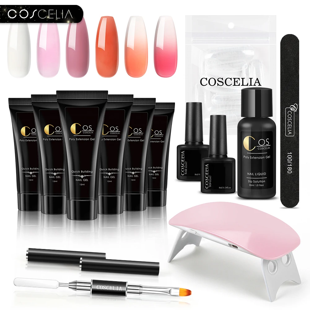 COSCELIA 6 шт./компл. набор гель лака для наращивания из полигеля ногтей УФ