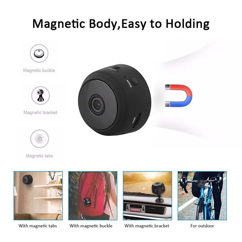 Мини камера видеонаблюдения A9 с поддержкой Wi Fi 1080P HD магнитным