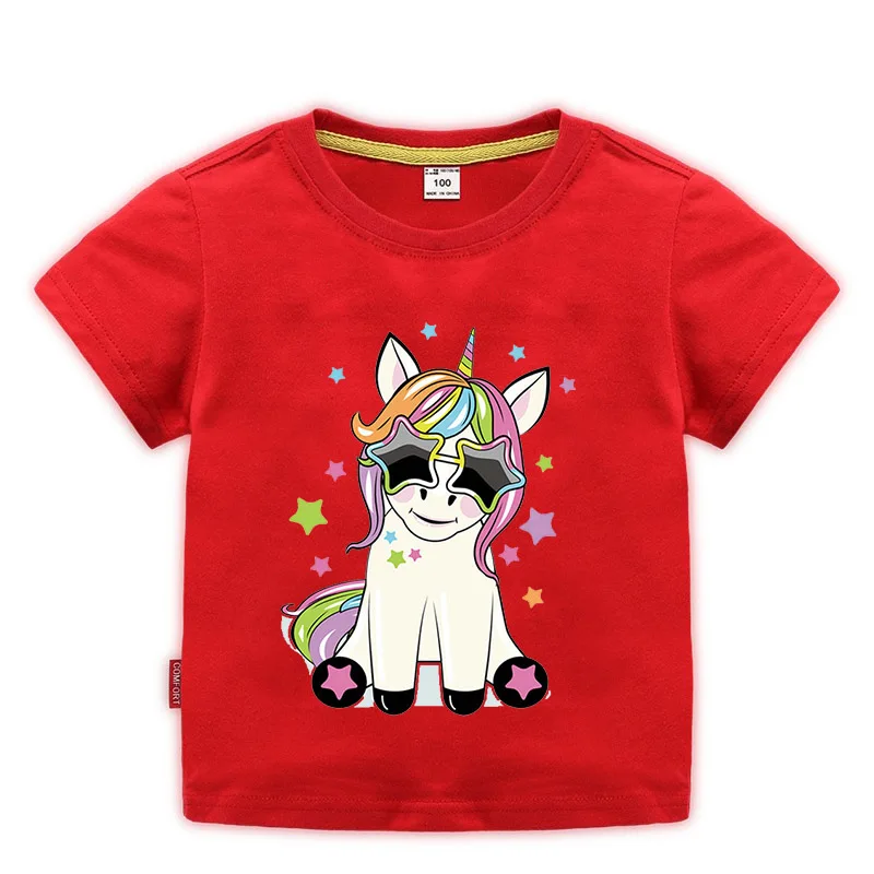 Детская футболка с единорогом для мальчиков и девочек Футболки унисекс