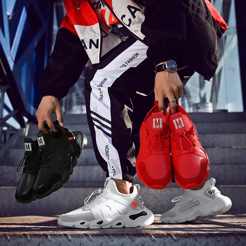 Новинка 2019 года модные кроссовки для мужчин верх из лайкры дышащие ботинки с
