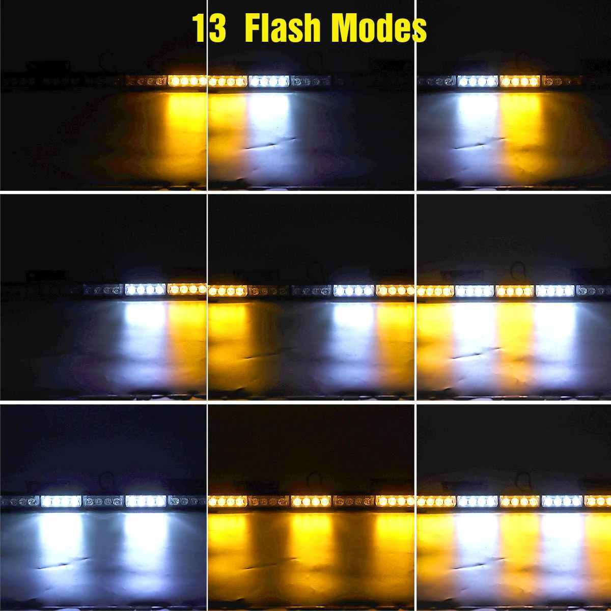 

23" Car Truck Emergency Warning LED Strobe Light Bar with Suction Cups and Mounting Brackets 13 Flashing Modes Emergency Lights