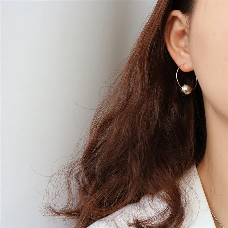 

RUIYI Real 925 Sterling Silver Women Fashion Water-drop Beads Hoop Earrings Female Fine Jewelry Lovers Gifts Chic Niche Earrings