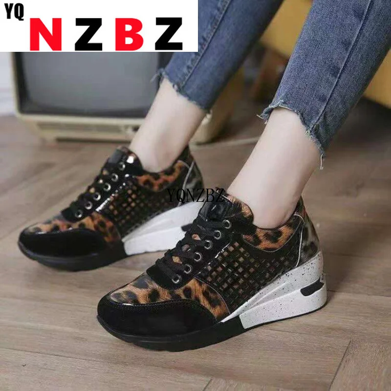 

2021 New Women Sneakers Lace-Up Wedge Sports Shoes Women's Vulcanized Shoes Casual Platform Ladies Sneakers Comfy Females Shoes