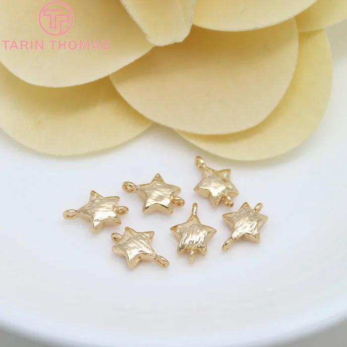 Латунные подвески с 2 отверстиями 6 шт. Х9 мм 24 К цвета шампанского|star charm|diy jewelry