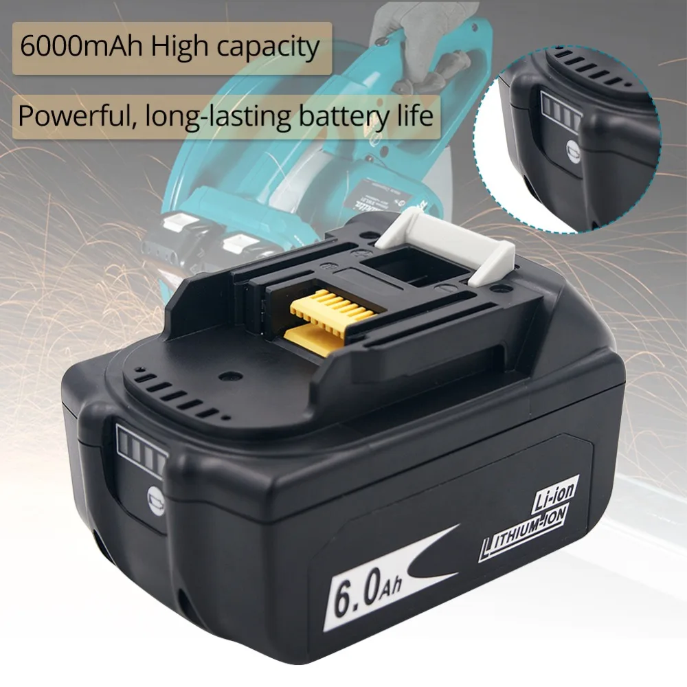 3 шт./лот 18V 6.0Ah Батарея для Makita BL1850B BL1860B BL1840 литий Перезаряжаемые аккумуляторных дрелей с одной ячейкой монитор
