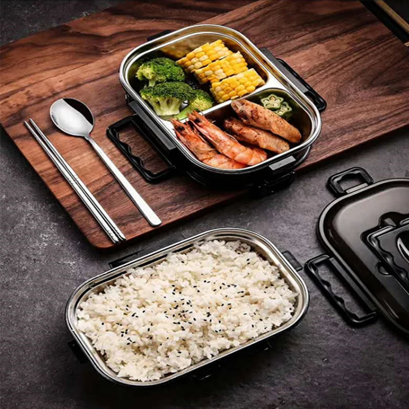 

ABS+Stainless Steel Lunch Box Portable Business Simple Compartment Bento Box Kitchen Leakproof Food Container Free Shipping