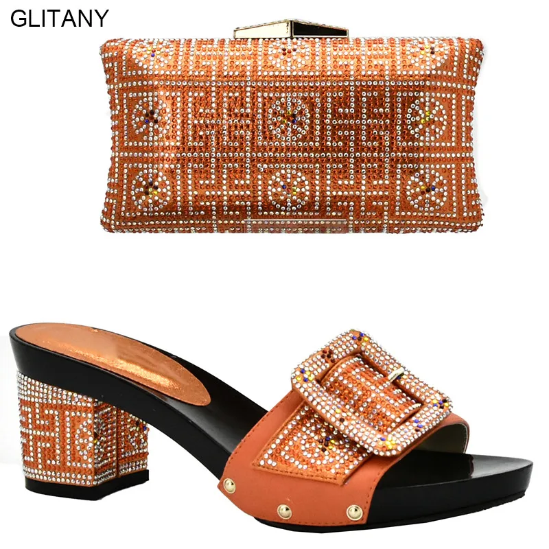 Женская обувь и сумки оранжевого цвета в итальянском стиле Женский комплект из