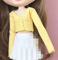 yellow Top Новые кукла 1/6 брюки blyth клетчатая рубашка ob24 сумка кукольный наряд(Fit blyth, ob24, pullip, azone, licca, ICY, кукла 1/6 - Цвет: yellow Top