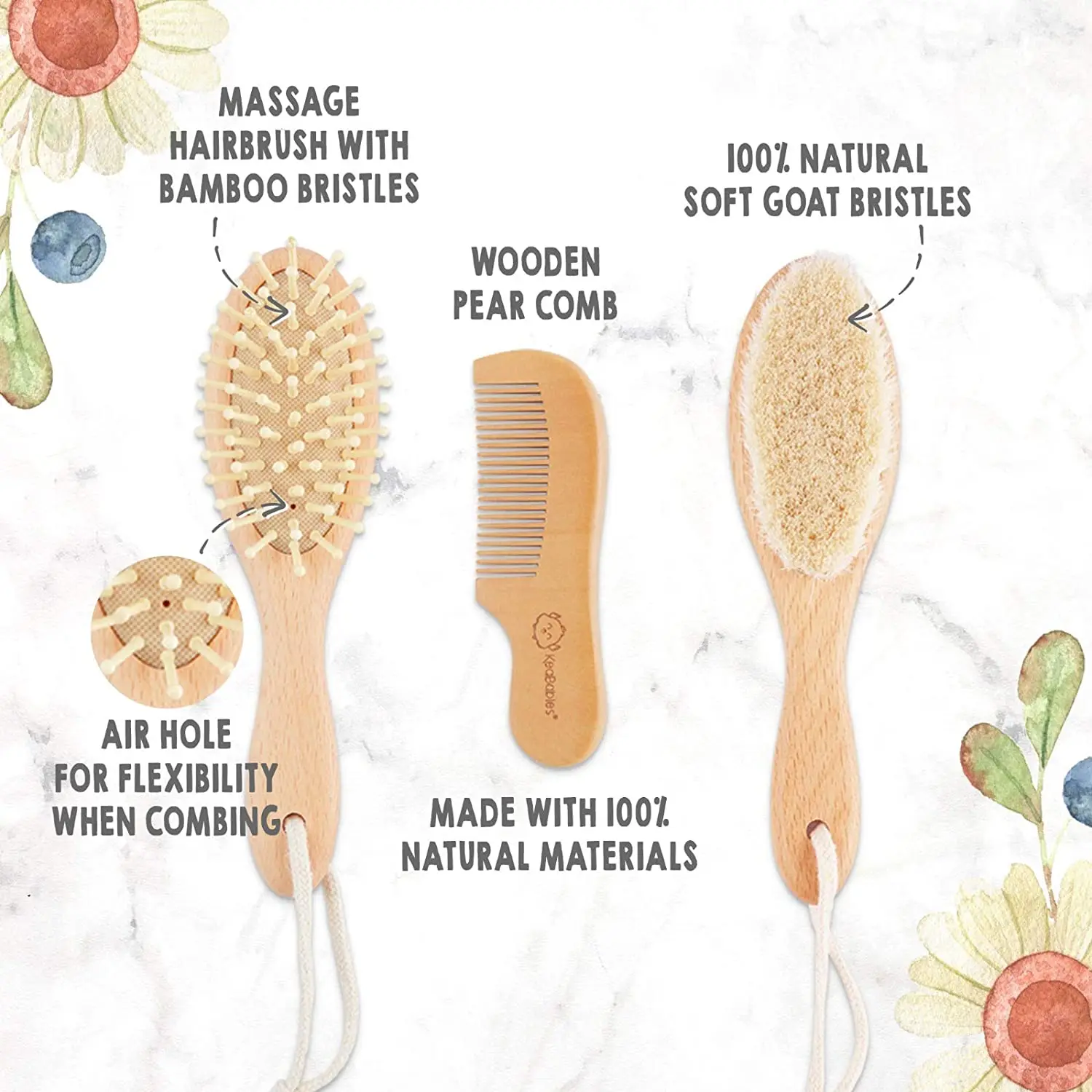 

New Baby Care Pure Natural Wool Baby Wooden Brush Comb Brush Baby Hairbrush Newborn Hair Brush Infant Comb Head Massager