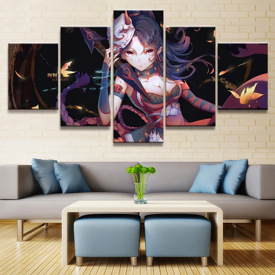 Modular Canvas HD Prints 5 Pieces Acor 5V5 Arena Of Valor Wall Art Posters Anime Paintings Living Room Home Decor Picture Frame | Дом и сад