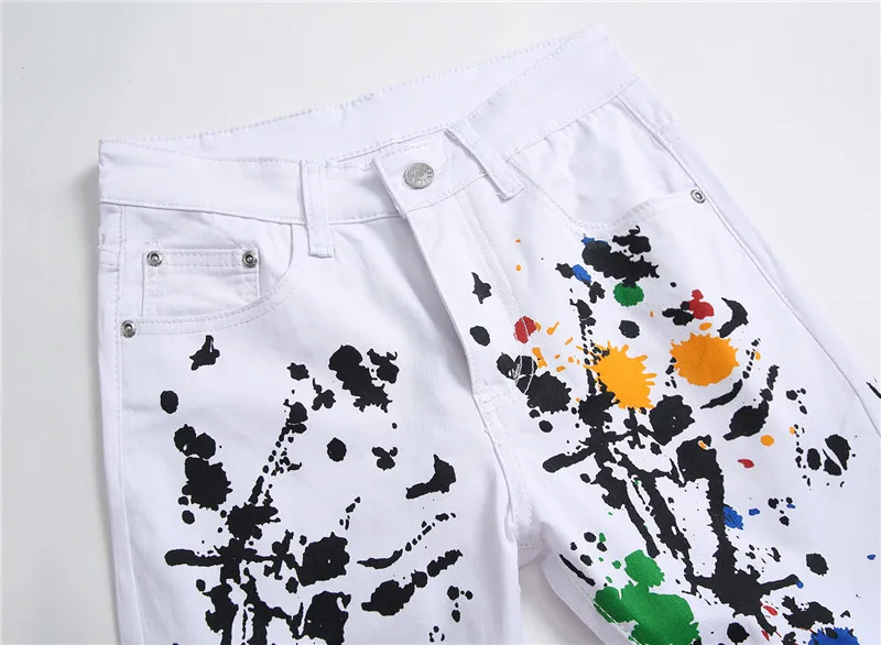 Модные джинсы для мужчин джинсовые тонкие повседневные белые ковбойские брюки с