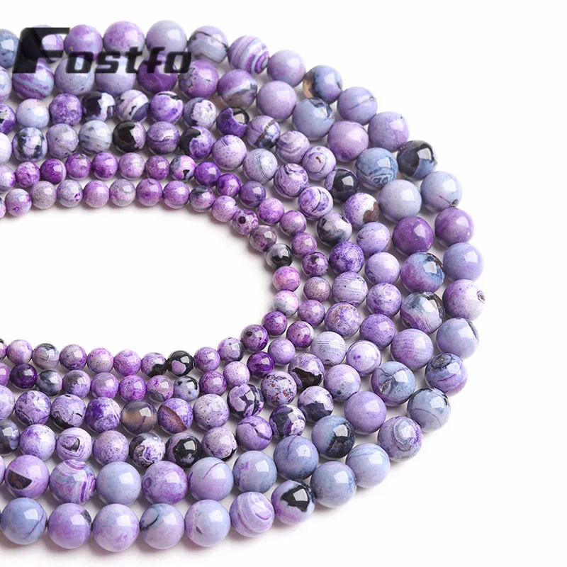 

Natural Stone Lack Purple Flame Agate Stone Beads For Jewelry Making DIY Bracelets Necklace Accessories 15" Strands 6/8/10mm