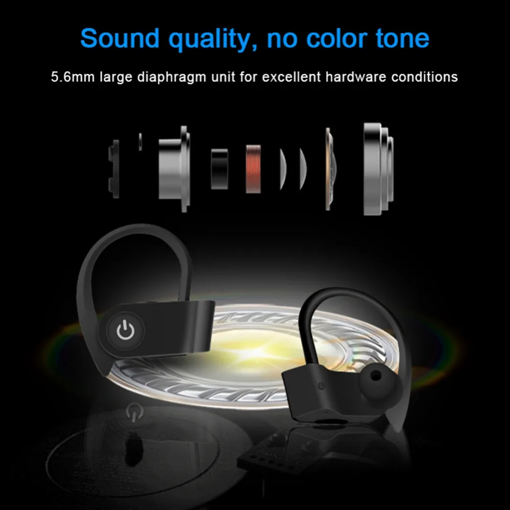 True Wireless Earphones Bluetooth V5.0 TWS Stereo Sport Sweatproof Headset Long Battery Life with Mic With Charging Box
