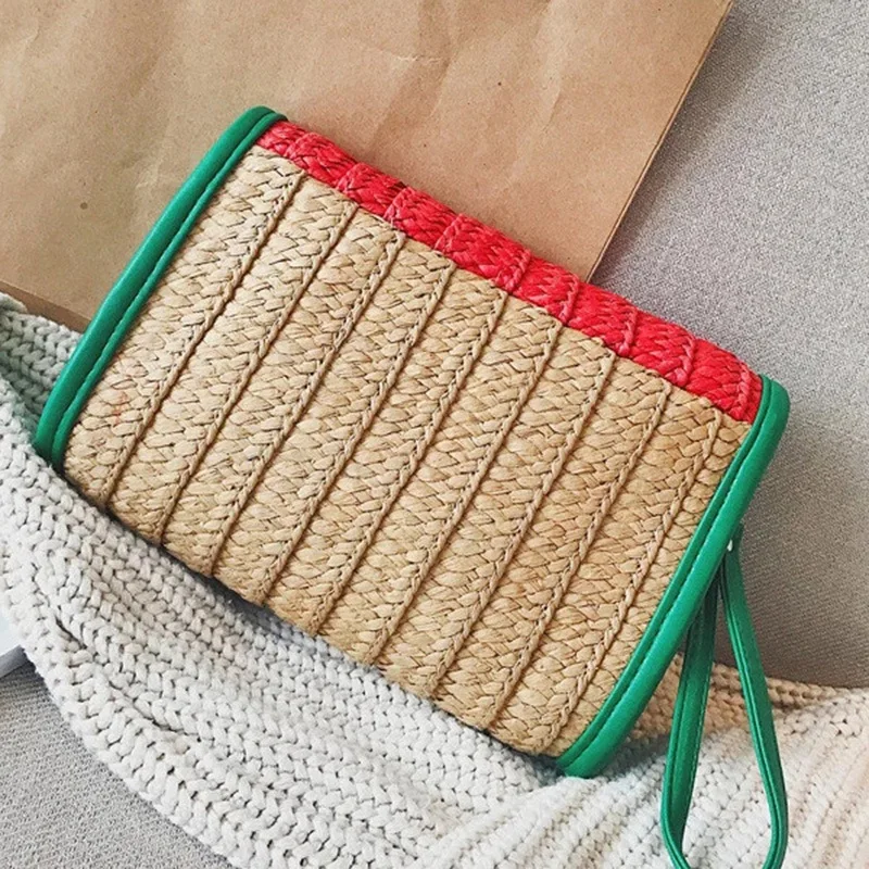 

Summer Female Beach Bag Women Handmade Straw Bag Cartoon Fruit Straw Clutch Bag