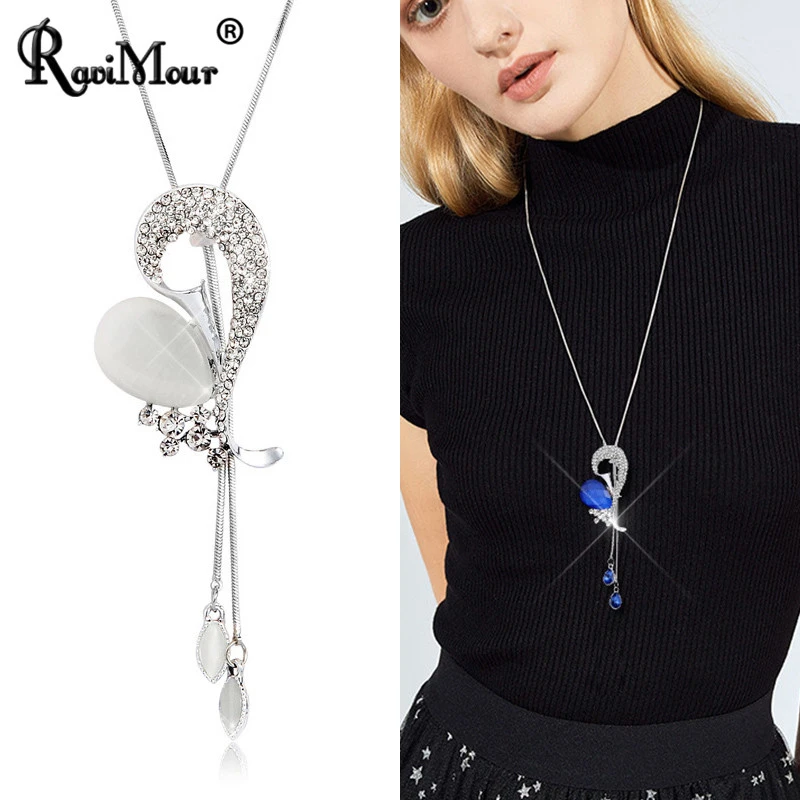 Женское ожерелье с подвеской синее кристаллами|Цепочки| |