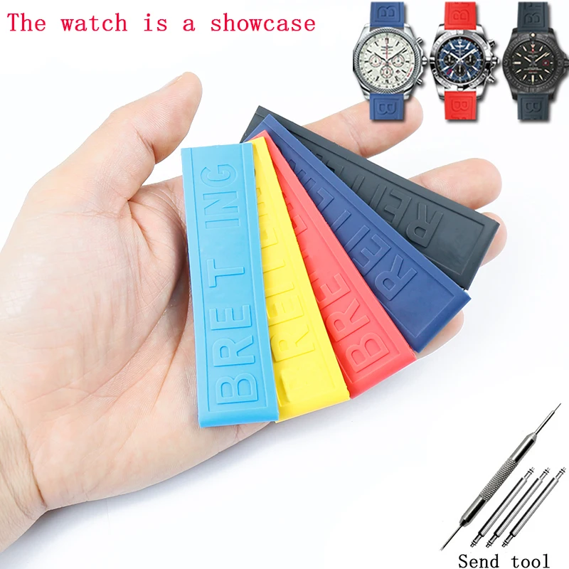 Watch accessories 22mm 24mm men's rubber strap suitable for Breitling ladies waterproof silicone sports strap