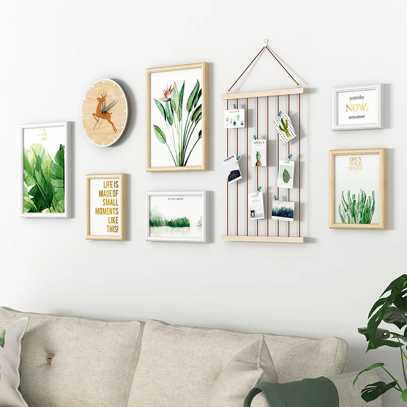 Современный стиль 6 шт. креативная маленькая свежая фоторамка с часами Настенный