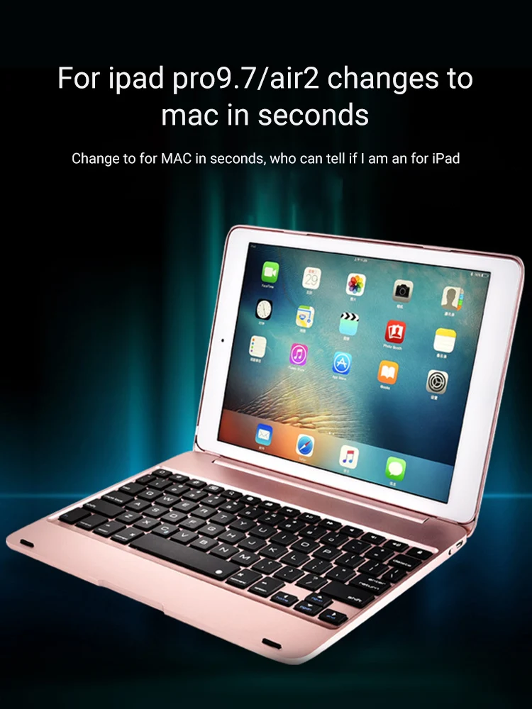 

Wireless Bluetooth Keyboard Case broadcom chip Bluetooth 3.0 With Sleep/Wake Smart Tablet Alloy Keyboard Cover For iPad 9.7in