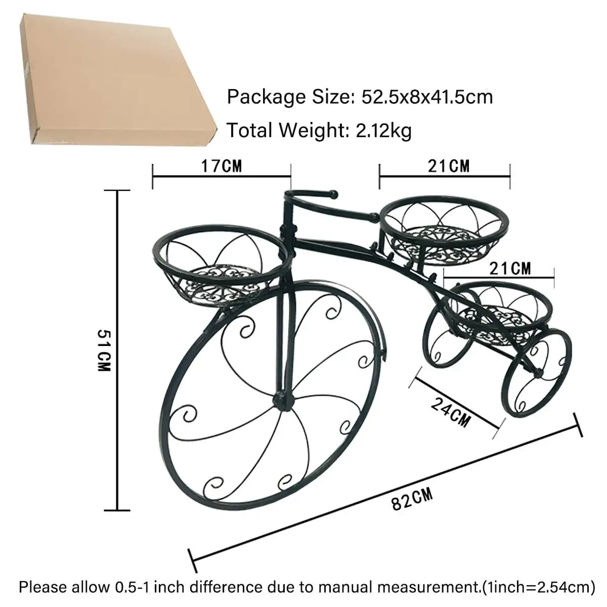

Bicycle Metal Plant Stand Flower Rack Pot Storage Rack Display Shelf Storage Holder Home Indoor Outdoor Garden Plant Shelves
