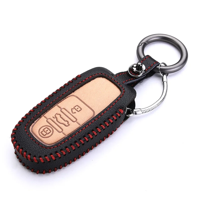 Кожаный чехол для автомобильного ключа держатель Audi Q3 New Q5L Q7 A6L C6 R8 TT TTS A3 A4L A5 A6 A7 A8