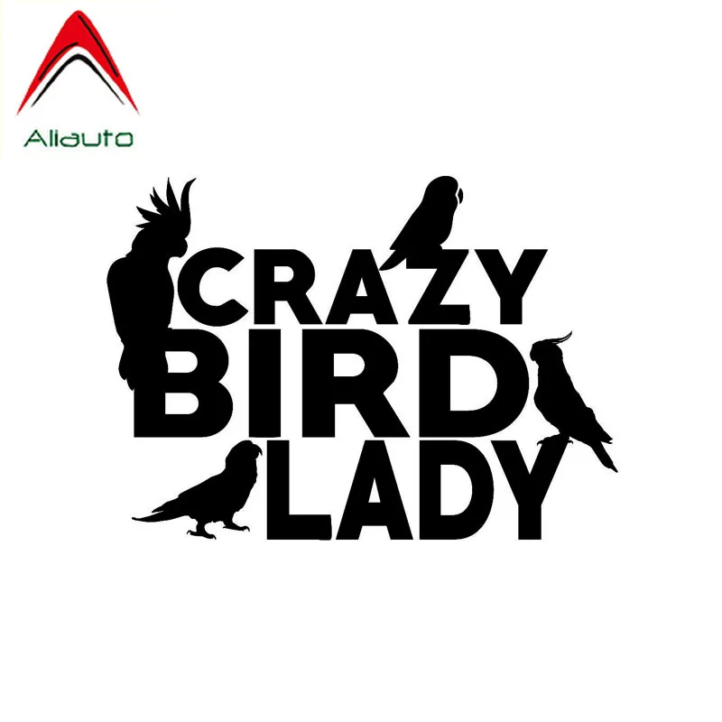 

Aliauto мультяшная Автомобильная наклейка Crazy Bird Lady попугай Какаду Conure анти-УФ Светоотражающая наклейка виниловая черная/серебристая, 15 см * 11 с...