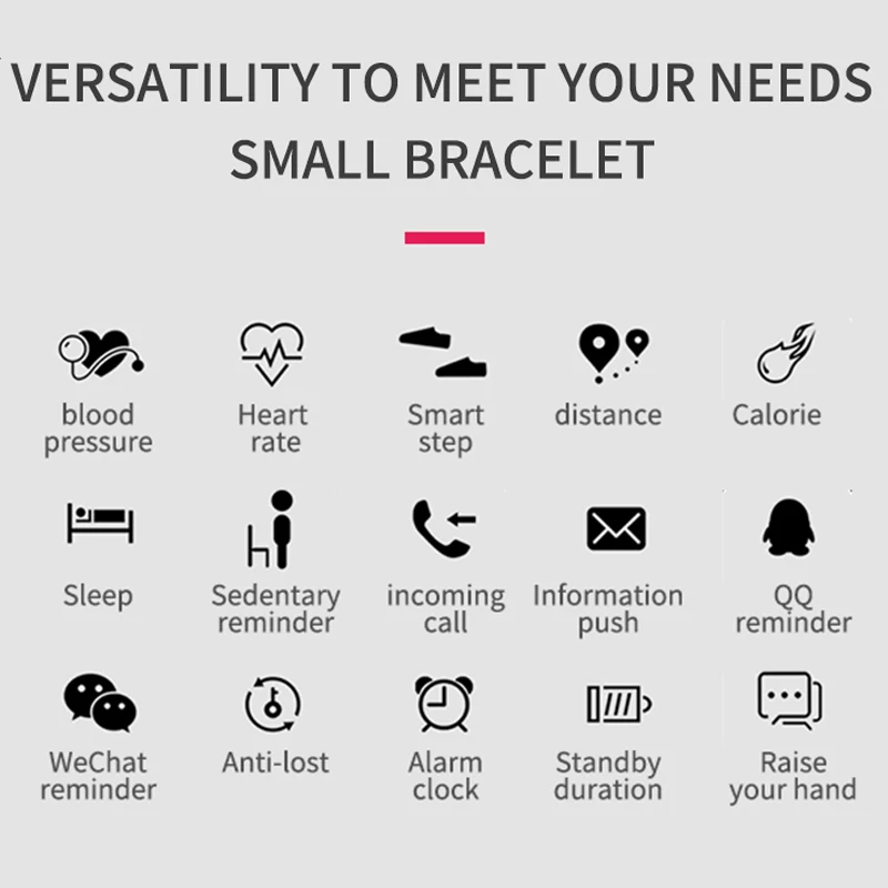 

Heart Rate Smart Fitness Bracelet Men Color Screen Smart Band Blood Pressure Monitor Running Hiking Riding Wristband