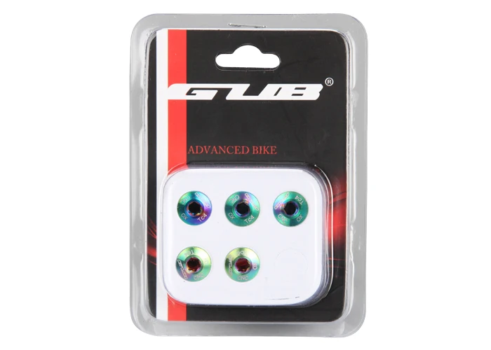 

5PCS/LOT GUB Colorful Plating Titanium Chainwheel Bolts Titanium Ti Crankset Chain-rings Bolts Nuts Bicycle Accessories M8*6mm