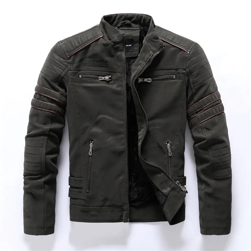 

KIOVNO Men Fashion Leather Jackets Outwear Back Embroidery Jackets Coats For Male Size M-3XL Windbreak