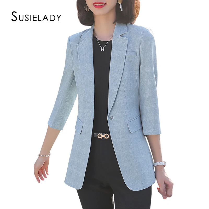 Женский офисный Блейзер пиджак на одной пуговице рабочие блейзеры куртки с