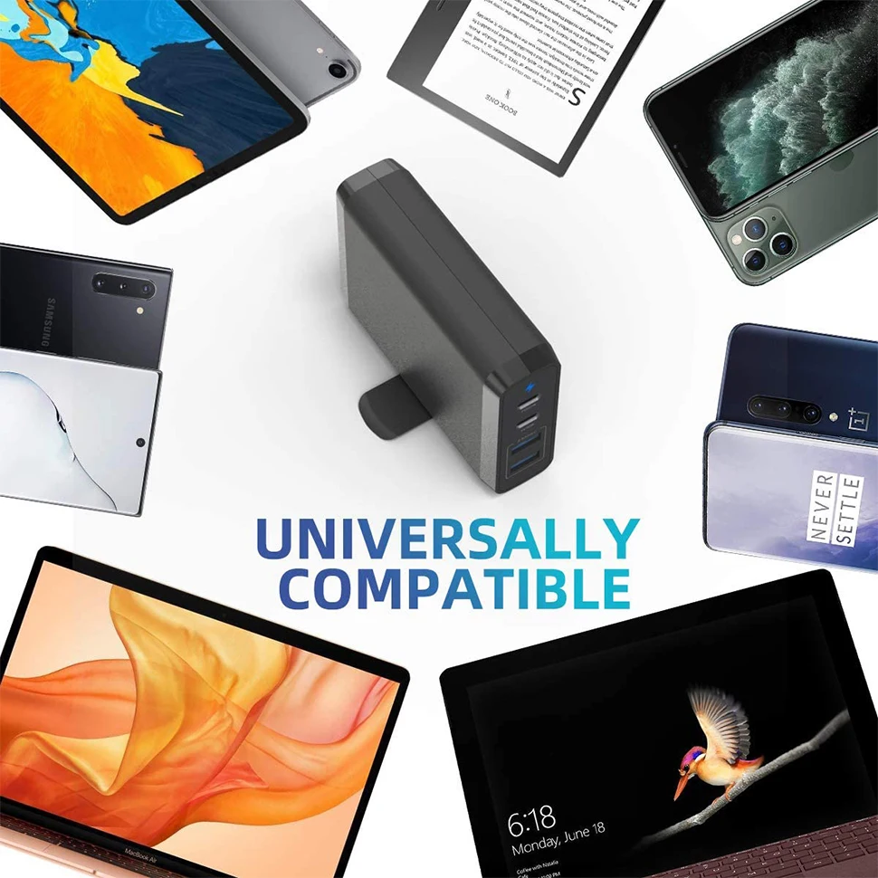 

90W laptop 4-Port Travel Charger 2PD 2USB Type c Convenient Adapter for MacBook air,MacBook pro,Nintendo Switch, iPhone,Galaxy