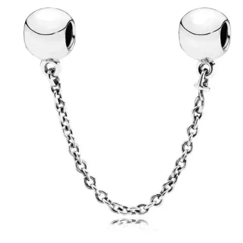 

Original 925 Sterling Silver Bead Charm Logo Ball Lock Safety Chain Beads Fit Women Pan Bracelet & Bangle Diy Jewelry