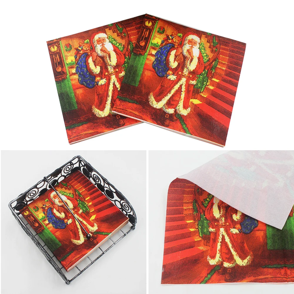 20 листов/мешок салфетки с темой Рождества бумага Санта Клаус печати фестиваль