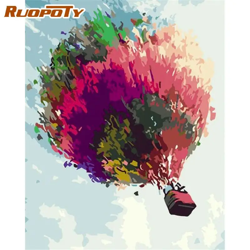 

RUOPOTY Frame Balloon DIY Oil Painting By Numbers Kit Landscape Acrylic Paint On Canvas Unique Gift Calligraphy Painting 40x50cm