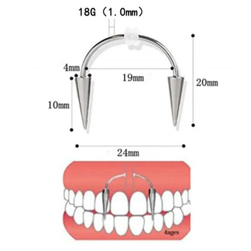 1PC Dracula Nail Surgical Steel Smiley Piercing Jewelry Septum Piercing Body Decorations Vampire Fangs Zombie Teeth