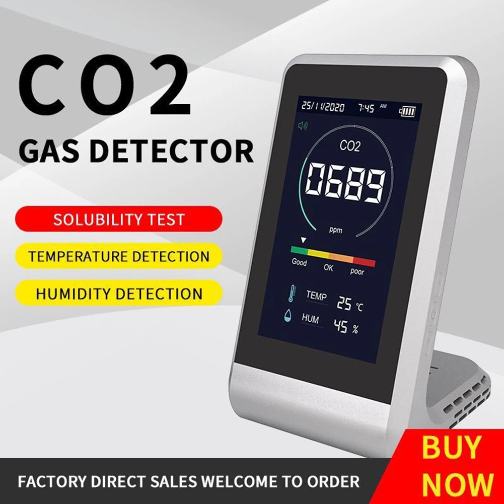 

Pro Digital Indoor Air Quality Monitor CO2 Detector USB Rechargeable Temperature Humidity Meter with NDIR Sensor Relative Meter