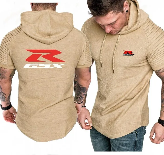 Для Suzuki гоночный принт мужчин короткий рукав с капюшоном толстовки мужские