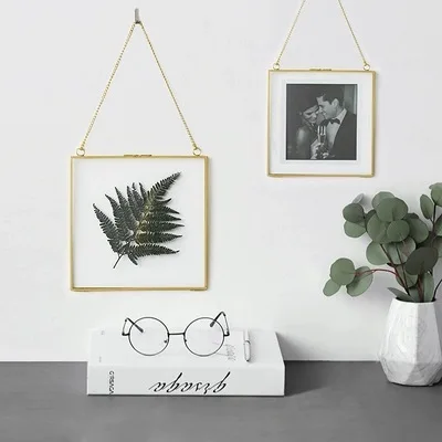 Античная латунная подвесная стеклянная металлическая фоторамка для портрета