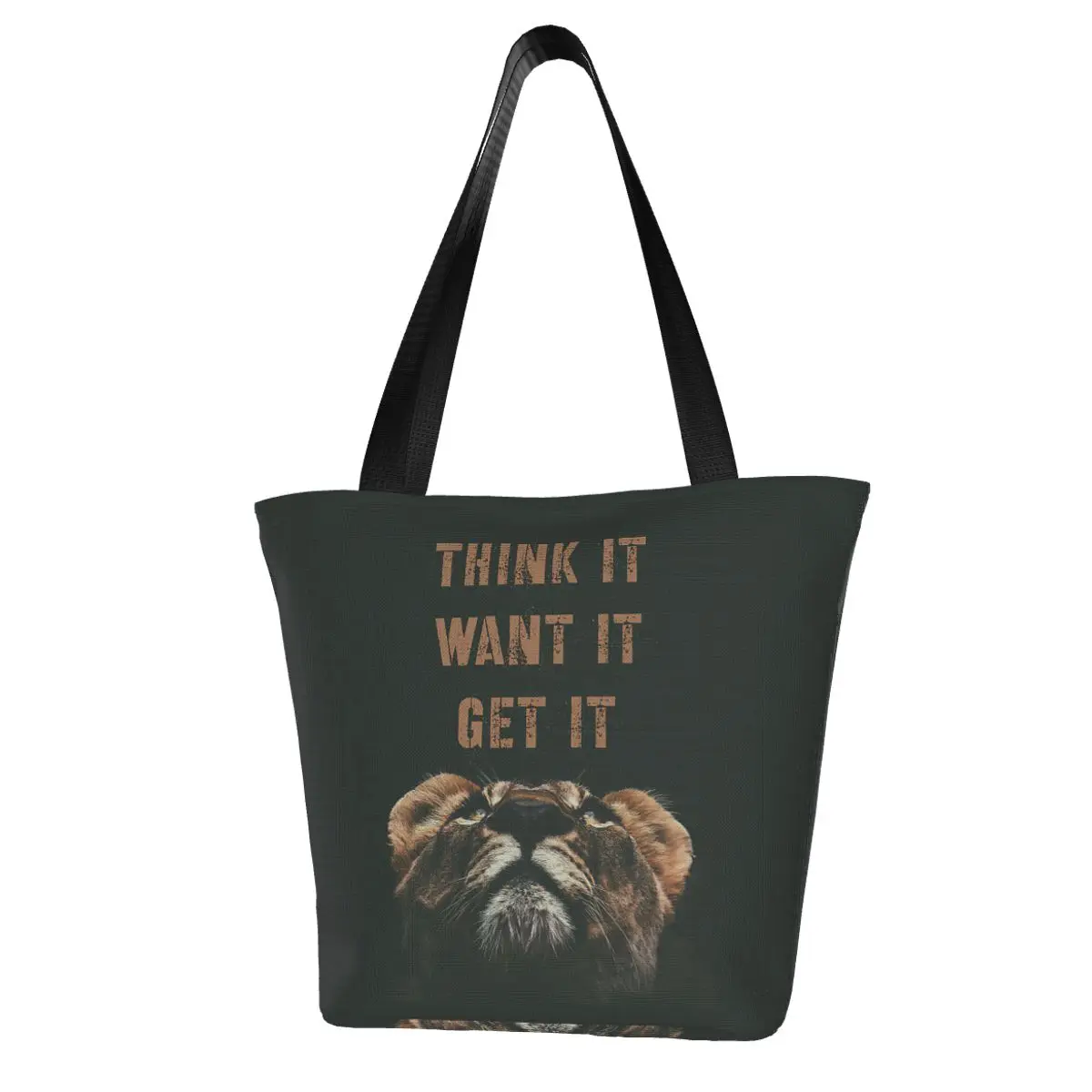 Positive Quotes And Saying Think It Want It Get It Shopping Bag Aesthetic Cloth Outdoor Handbag Female Fashion Bags