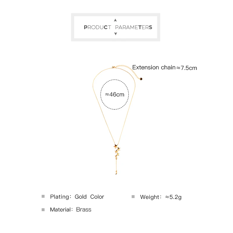 BALANBIU уникальные золотистого цвета латунь Звезды Луна длинное ожерелье с