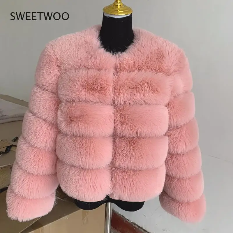 Womens Faux Fur Faux Fur Coat Autumn Winter High Quality Faux Fox Fur Coat Fluffy Coat Fur Faux Fur 5Xl Shaggy Coat Fox Fur 6Xl