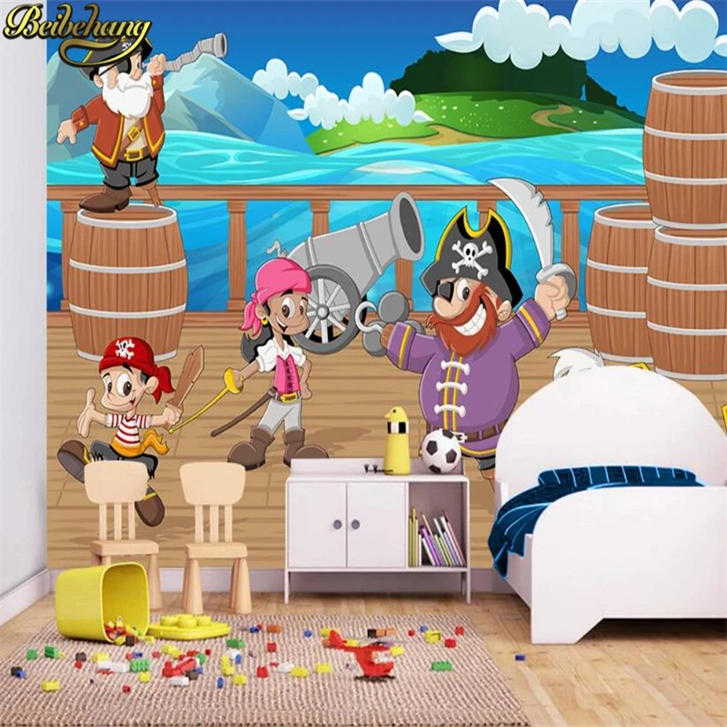 Beibehang оптовая продажа лодка Джек сверло Фреска пират 3d мультфильм фреска обои для