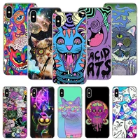 colourful psychedelic cat trippy phone case for iphone 11 12 13 pro xs xr x max 7 8 6 6s plus mini 5 se pattern customized coq