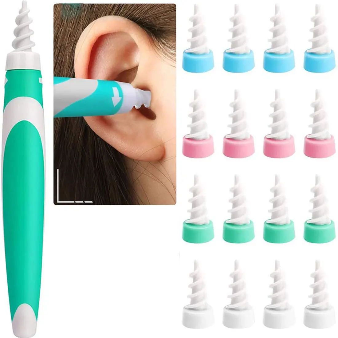 

Ear Wax Removal Tool Ear Cleaning 16 Replacement Heads Ear Wax Picker Earpick Wax Remover Cleaner Plugs Spirals Care
