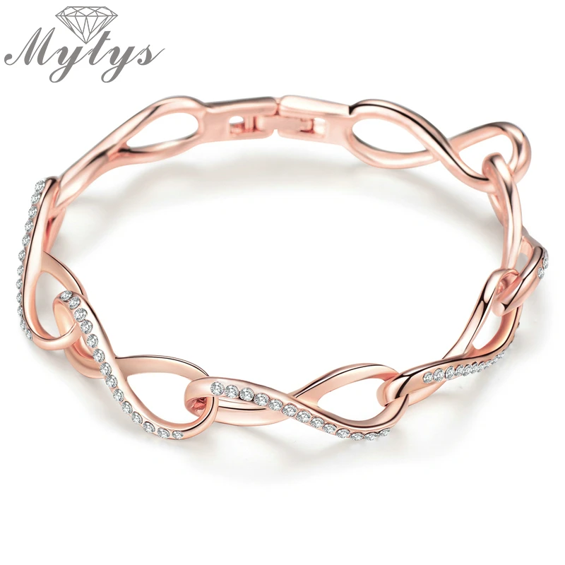 Mytys розовое золото Бесконечность браслет для женщин ссылка браслеты Бесконечная