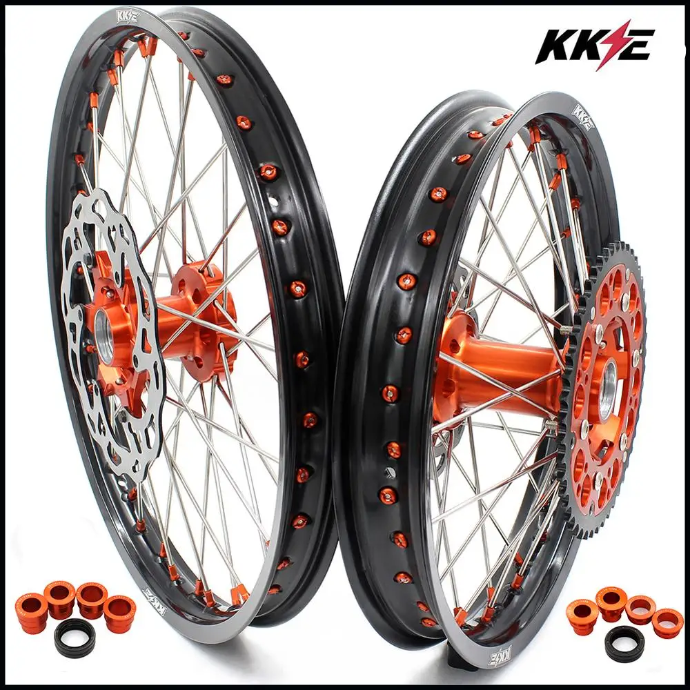 KKE 21 & 18 полный Enduro колеса Набор для EXC F W XCW 125 530 2003 2021 оранжевый ниппель диски|ktm