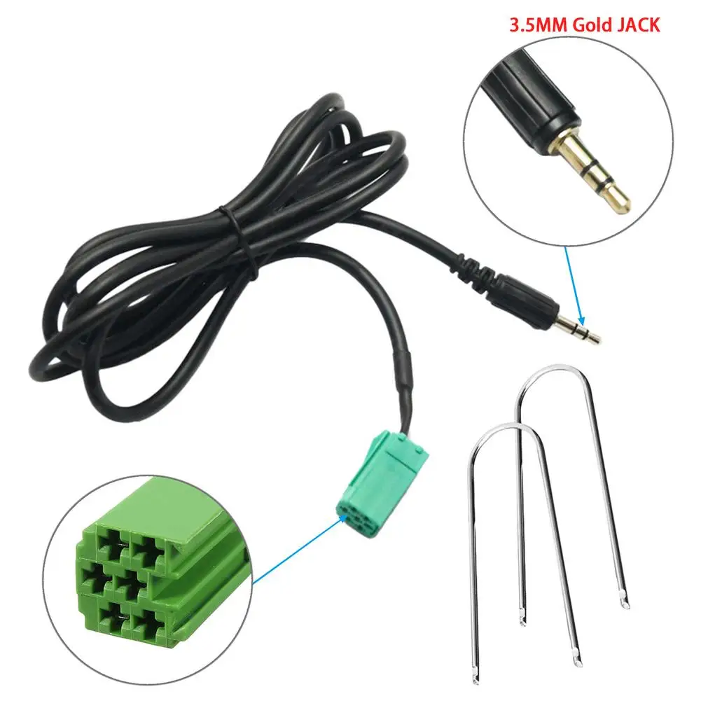 

Car Radio Aux Cable 3.5mm Audio Input Wire For Renault Updatelist And 2PCS Of U-shaped Disassembly
