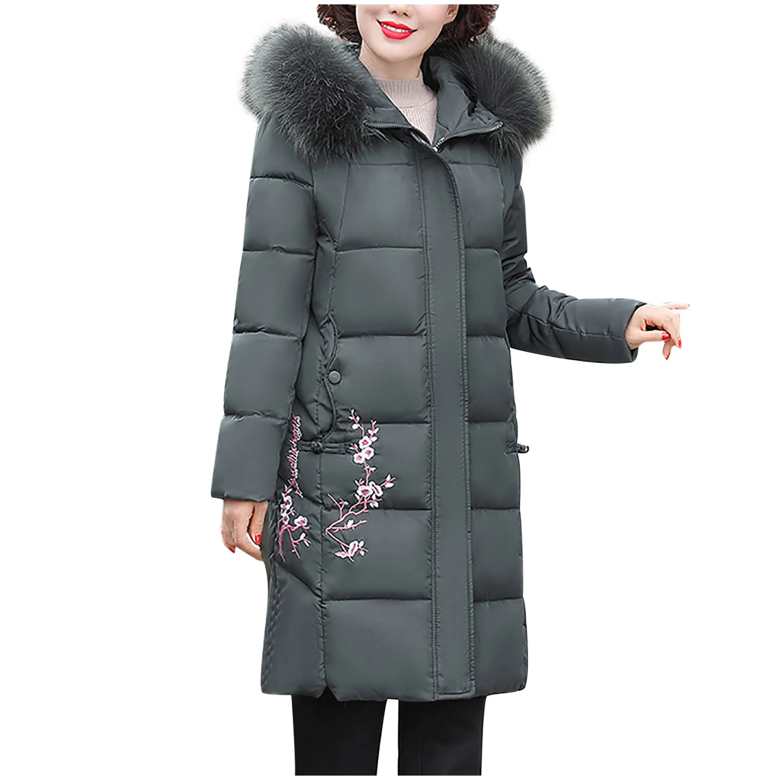 

Women's Winter Plus Size Mid-Length Slim Padded Mother's Cotton Coat Female clothes 2020 Elegant Woman Winter Keep Warm Coats