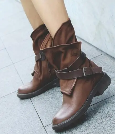 Женская обувь botas mujer сезон осень-зима сапоги до середины икры из искусственной